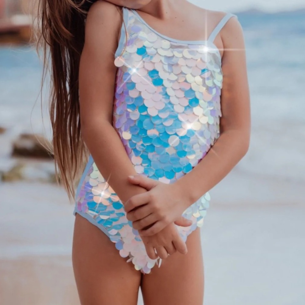 Shade Critters Size 5T Sequin Swimsuit sold at Lola and the Boys